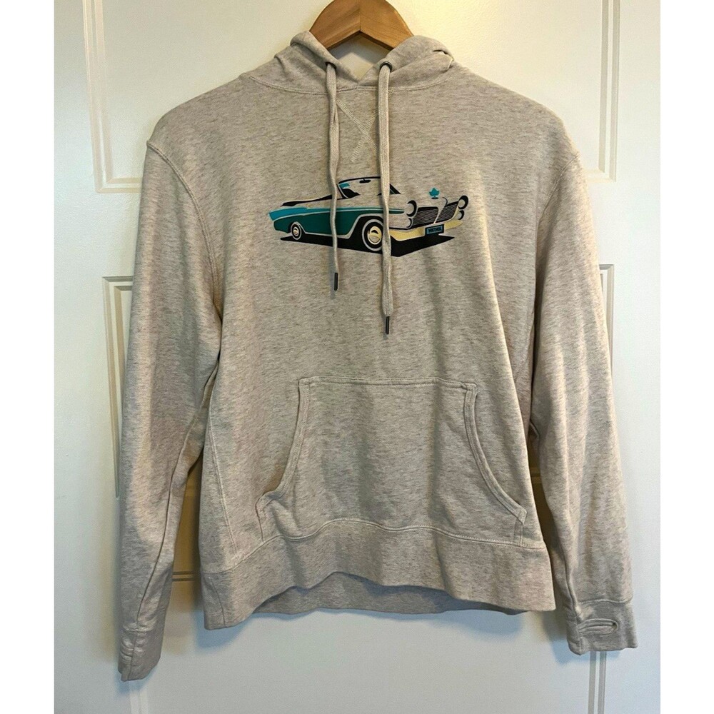 ZYN Mens M Gray Pullover Hoodie Fleece Cotton Blend Graphic Car Limited Reward